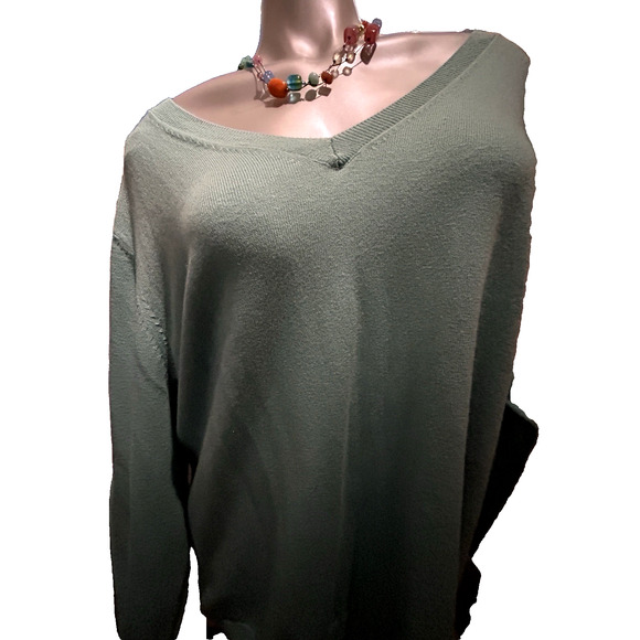NWT Worthington Meadow Green Long Sleeve Thin Knit Sweater in Size 2X 22 24 - Picture 1 of 11
